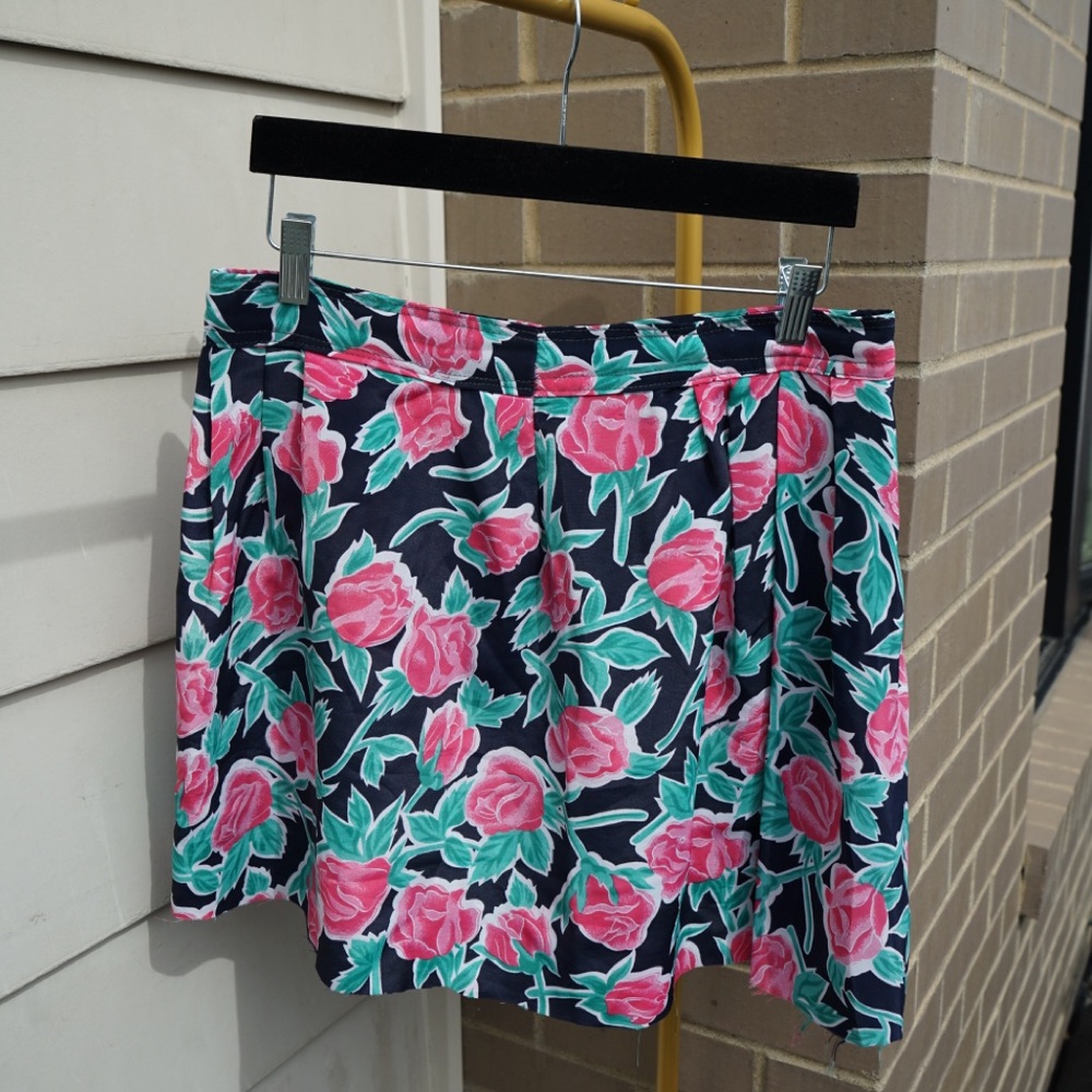 Vintage blue and pink floral mini skirt